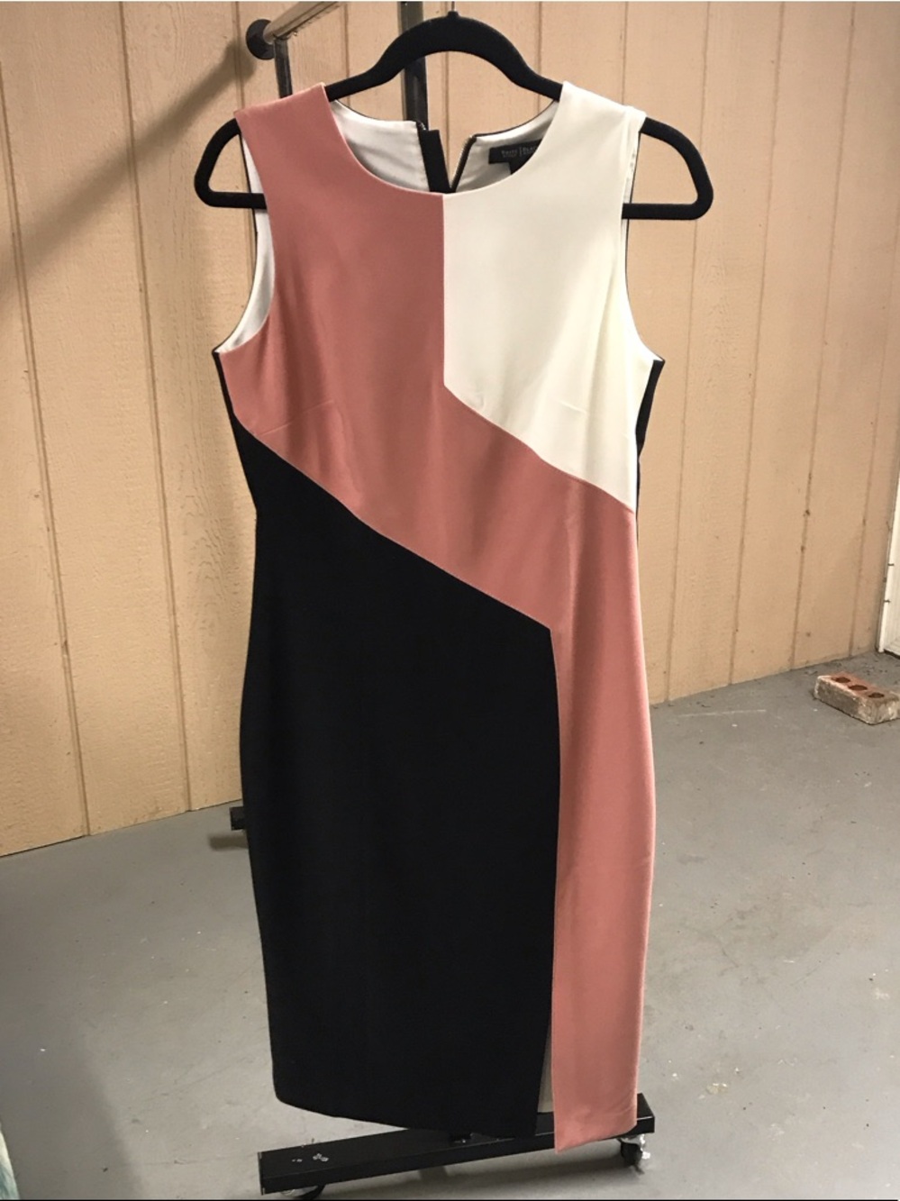 White House Black Market Pink, Black & White Colorblock Sheath Dress